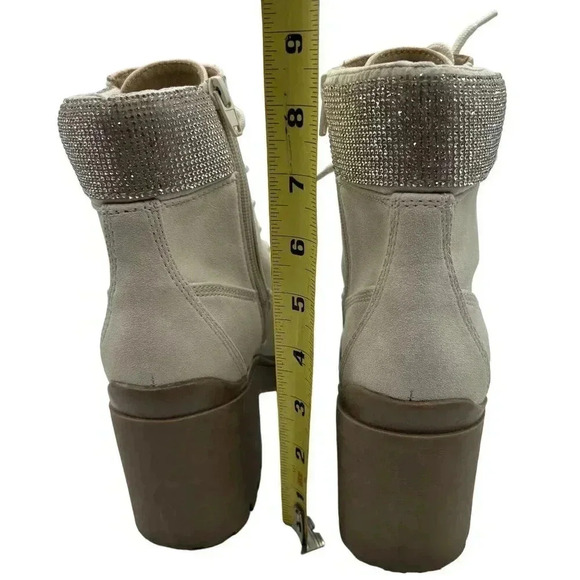 Wild Pair Womens 8.5 White Bentli Nubuck Embellished Combat & Lace-up Boots - Picture 8 of 12